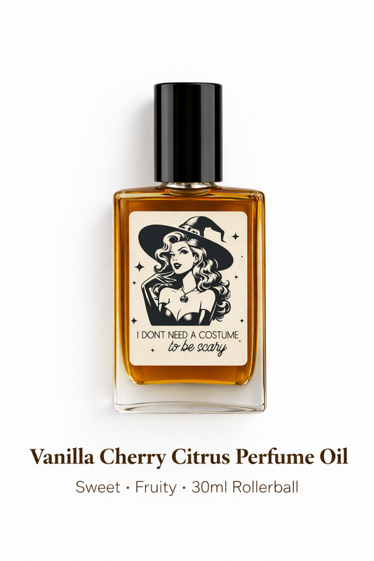 I Don’t Need a Costume to Be Scary – Perfume Oil | Cherry Candy Citrus Coconut Vanilla | Sweet with a Dark Twist
