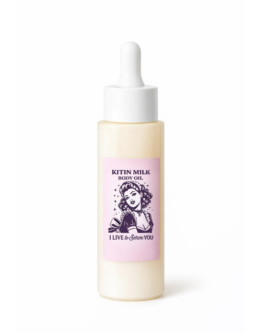 Kitin Milk Body Oil – I Live to Serve You | Smells Like: Jasmine Bergamot Coconut Soft Musk | Vibe: Clean Soft Spoiled & Addictive