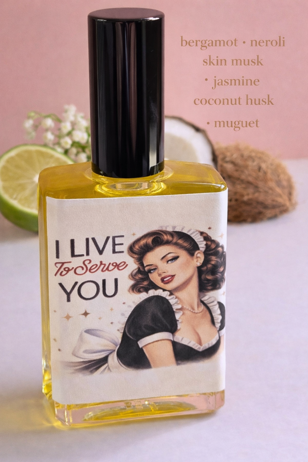 I Live to Serve You – Perfume Oil | Smells Like: Jasmine, Bergamot Coconut Soft Musk | Vibe: Soft Clean Addictive & Slightly Dangerous